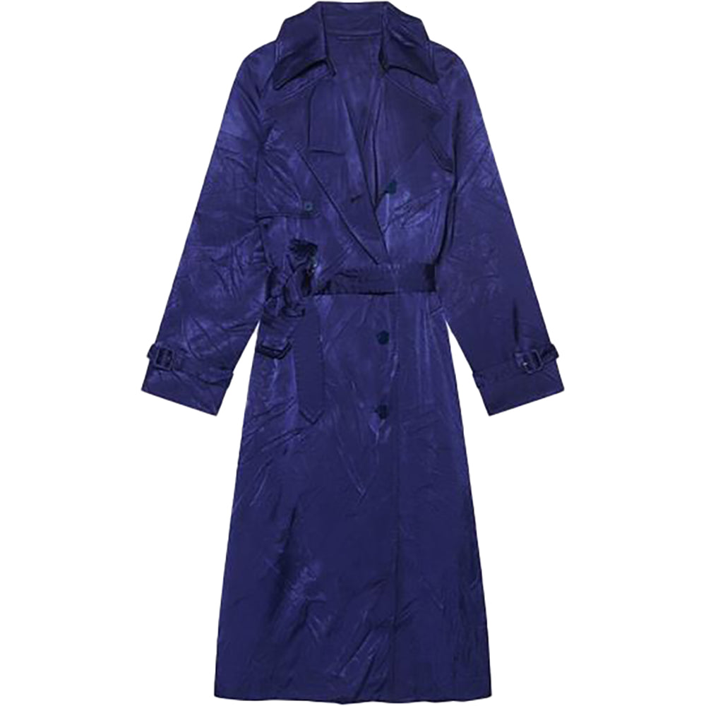 Balenciaga Womens Backwrap Trench in Marine Blue
