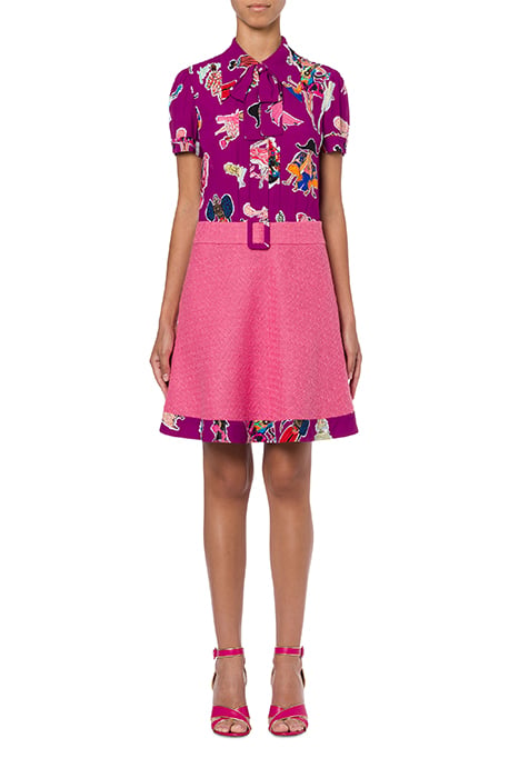Fashion Sketches Georgette & Boucle Dress in Pink