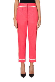 Sartorial Details Herringbone Cotton Trousers in Pink