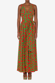 Allover Cherry Georgette Dress in Red