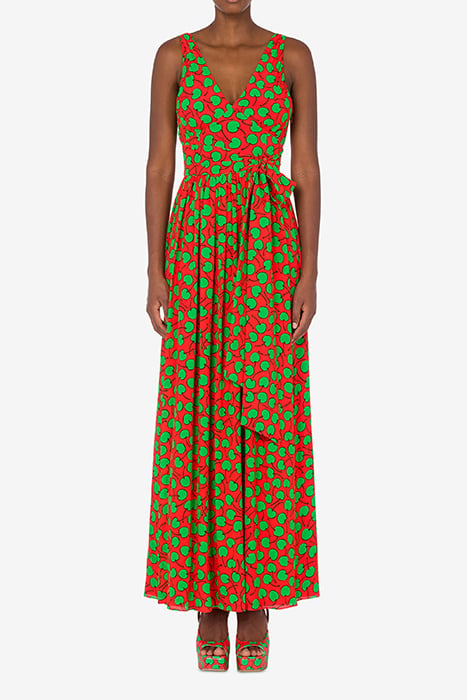Allover Cherry Georgette Dress in Red
