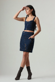 Moschino Stretch Denim Crop Top in Blue