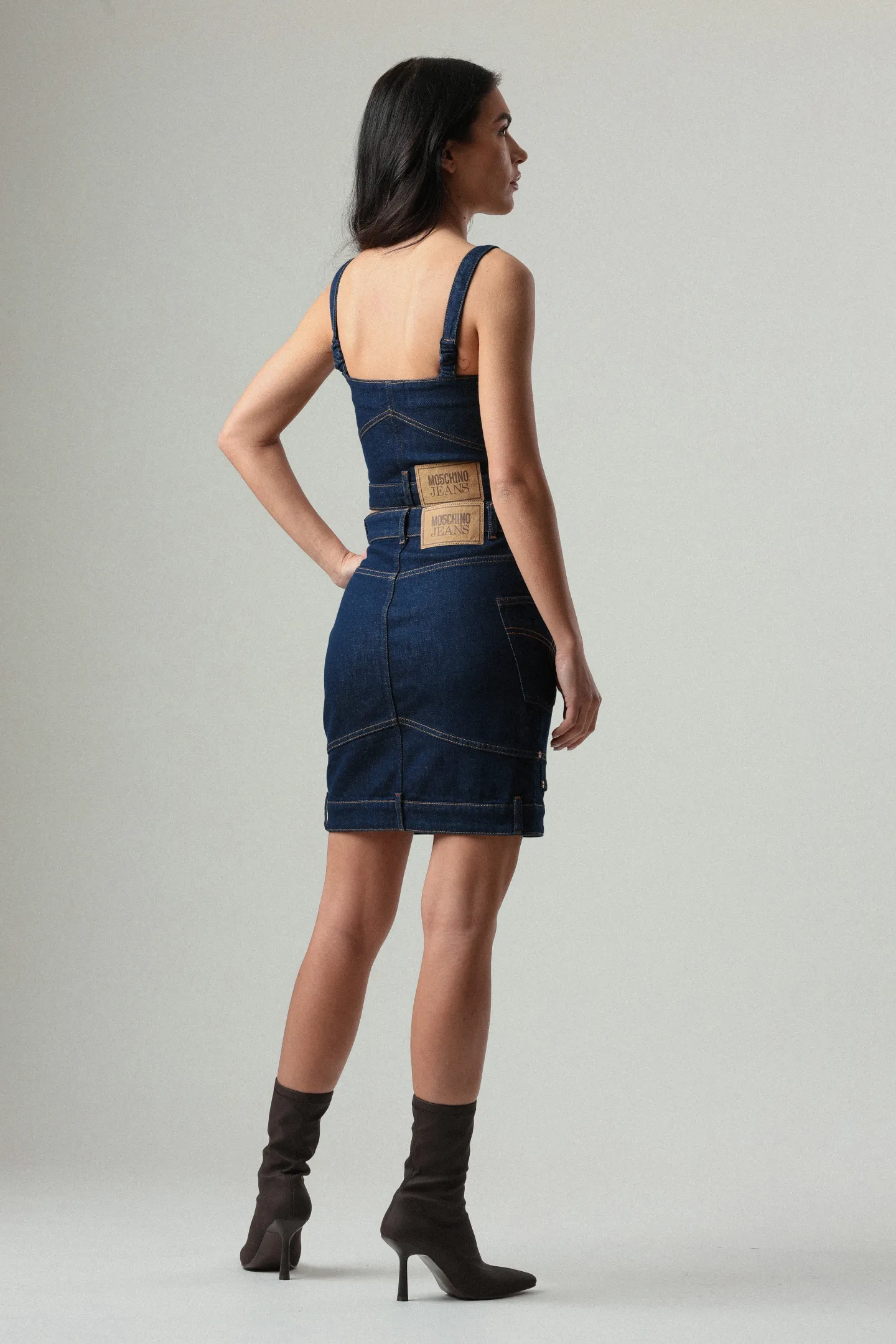 Moschino Stretch Denim Crop Top in Blue
