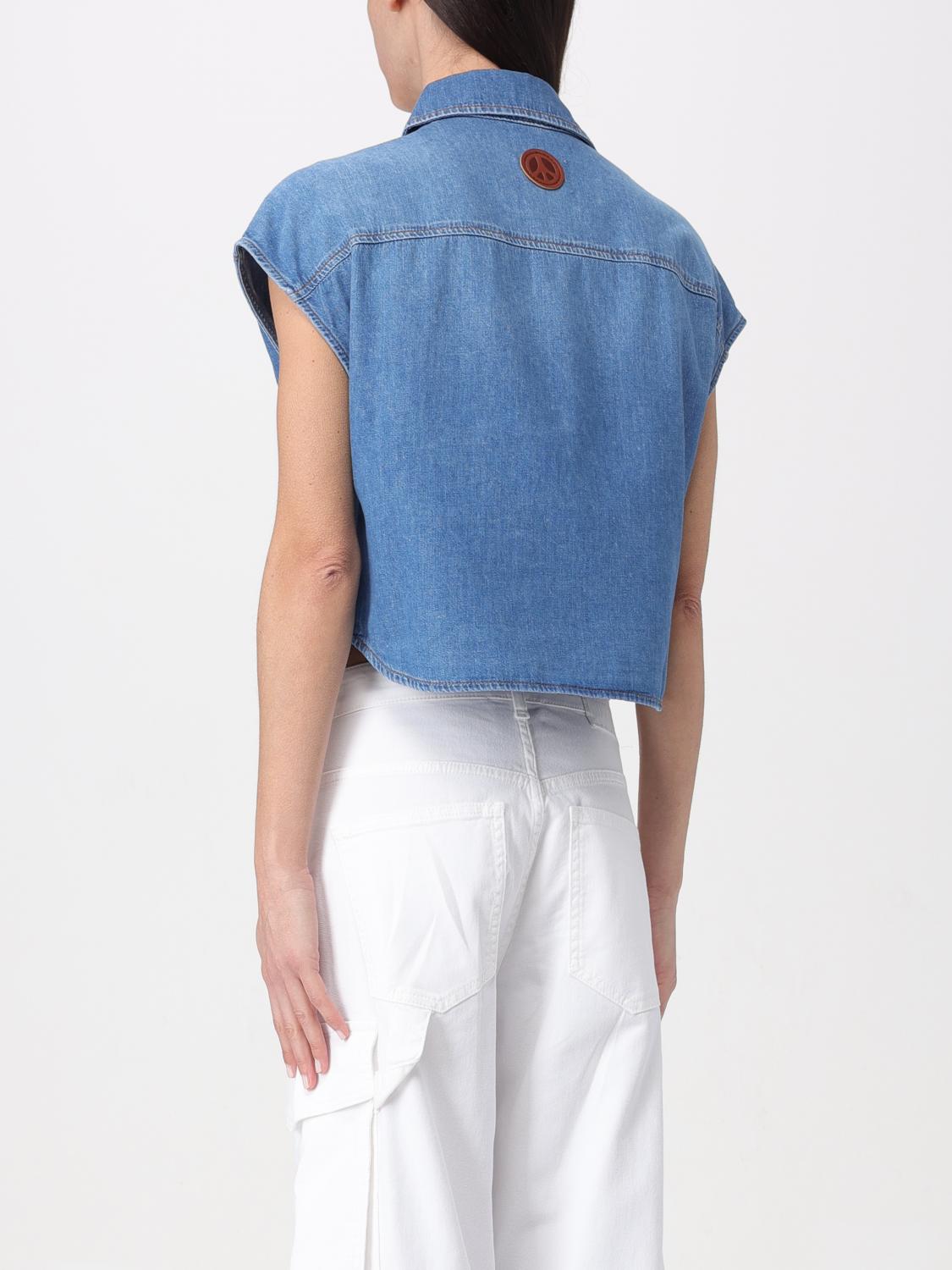 Moschino Hearts Pocket Chambray Shirt in Blue
