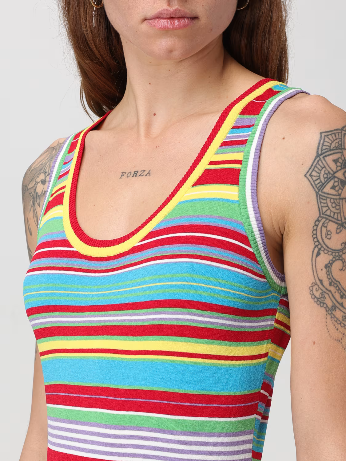 Moschino Colourful Stripes Stretch Knit Dress in Multicolour