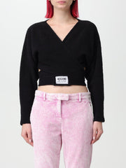 Cropped Sweater in Black Boucle