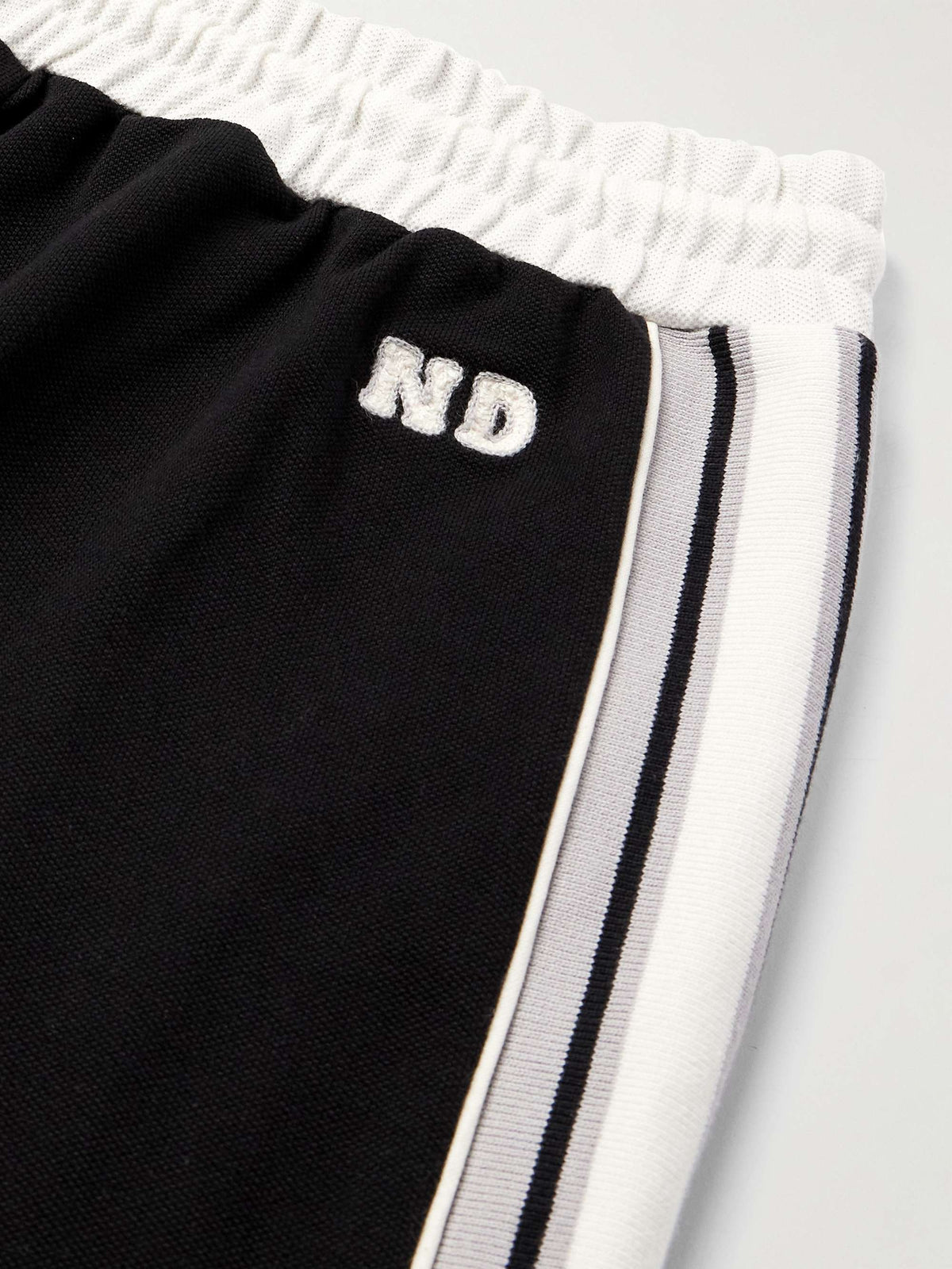 Nicholas Daley Mens Straight-Leg Black Striped Cotton-Jersey Track Pants