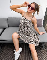 Wednesday's Girl Mini Cami Dress In Leopard Print
