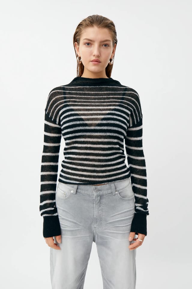 Weekday Trinity Knitted Jumper With High Neck In Black