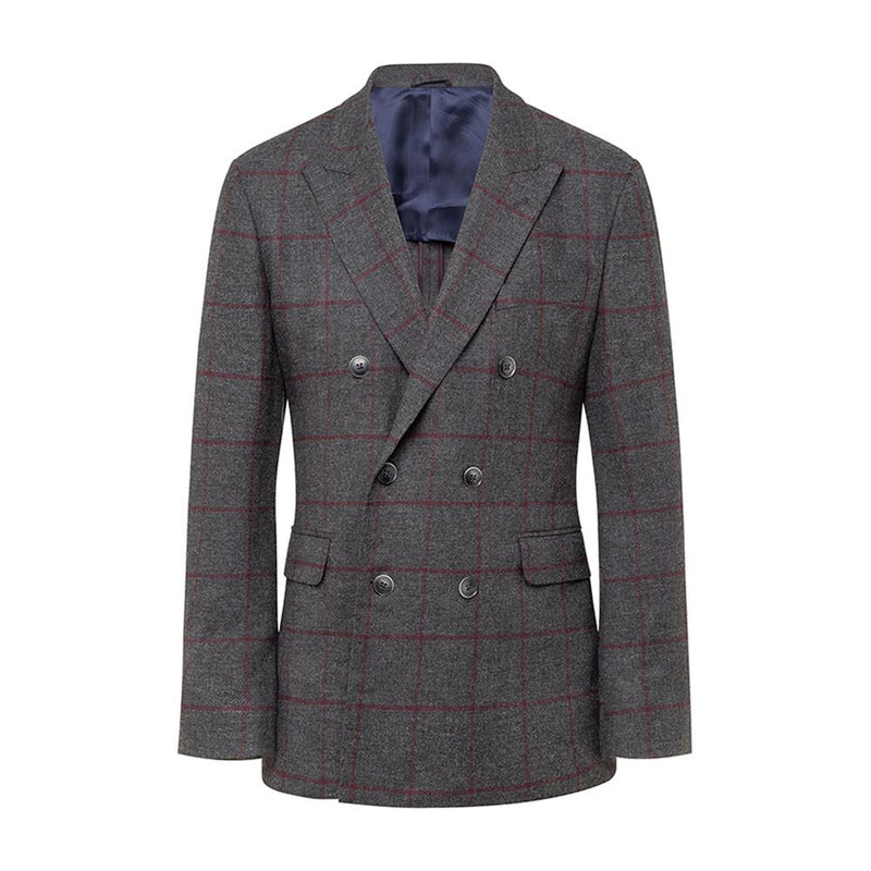 Men's Hackett, Herringbone Tattershall Check Jacket in Grey Multicolour