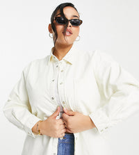 Urban Bliss Oversized Denim Shirt In Ecru