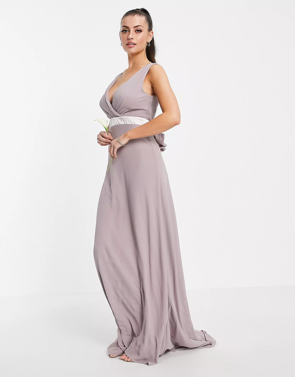 Grey plunge dress best sale