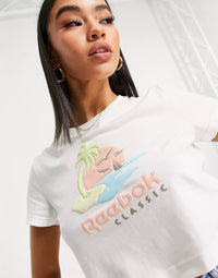 Womens Reebok Cropped Graphic Logo T-Shirt