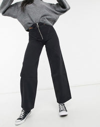 Bershka Wide Leg Cutout Detail Trouser