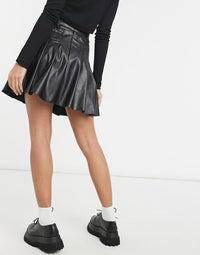 Collusion Pu Pleated Mini Skirt In Black