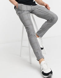 Jack & Jones Intelligence Check Trouser In Grey