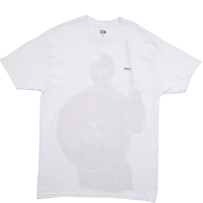 Mens Obey Riot Cop Back Print T-Shirt In White