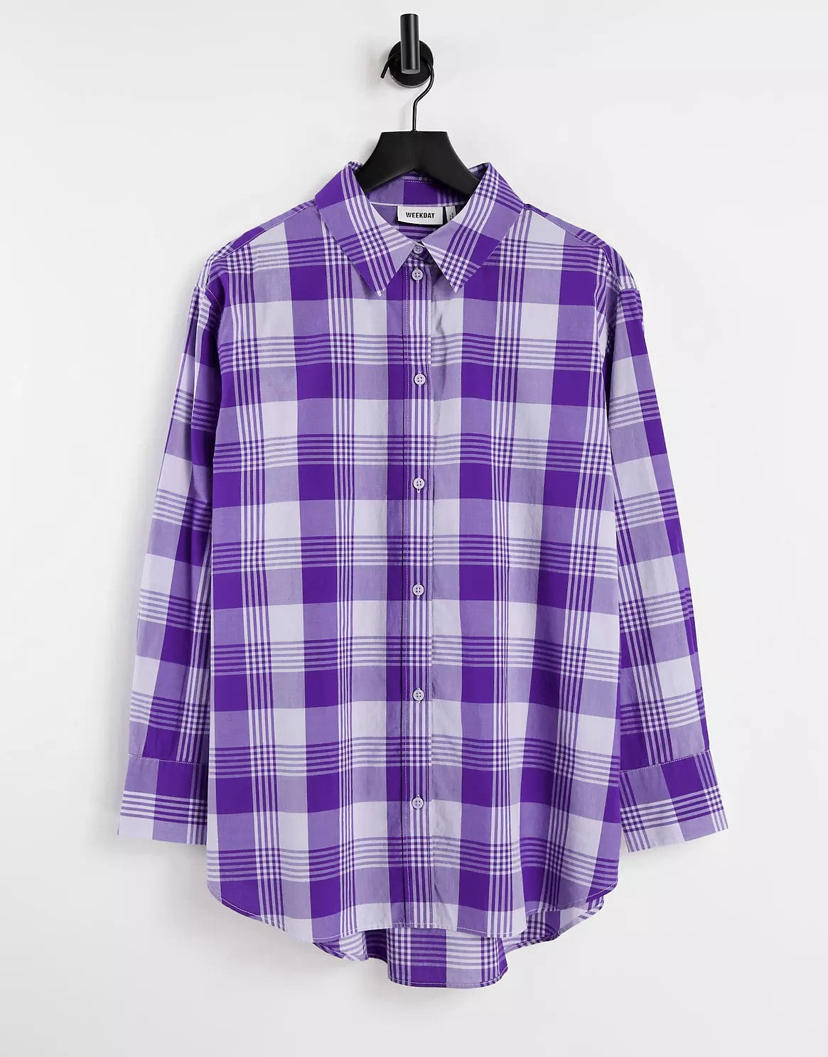 Weekday Women's Purple Edyn Cotton Poplin Check Shirt