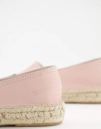 Solillas Exclusive Leather Flatform Espadrilles With Black Toe Cap In Blush