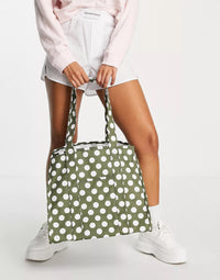 Object Graphic Print Oversized Bag In Green Spot