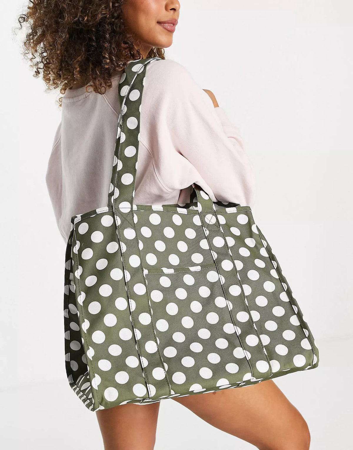 Object Graphic Print Oversized Bag In Green Spot