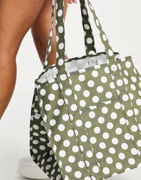 Object Graphic Print Oversized Bag In Green Spot