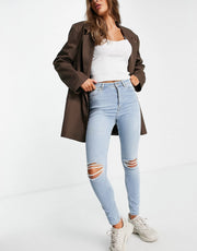 NA-KD cotton highwaist skinny ripped jean in light blue