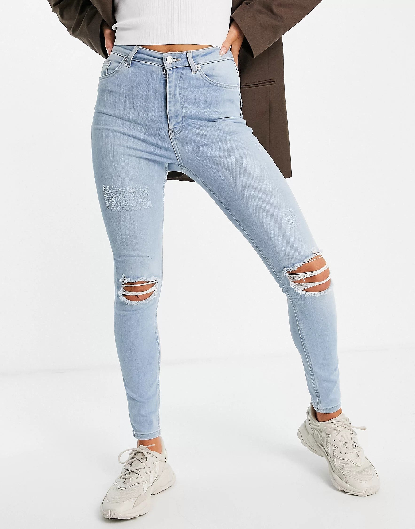 NA-KD cotton highwaist skinny ripped jean in light blue
