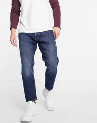 Mens Selected Homme Relaxed Crop Jean In Dark Blue With Cotton