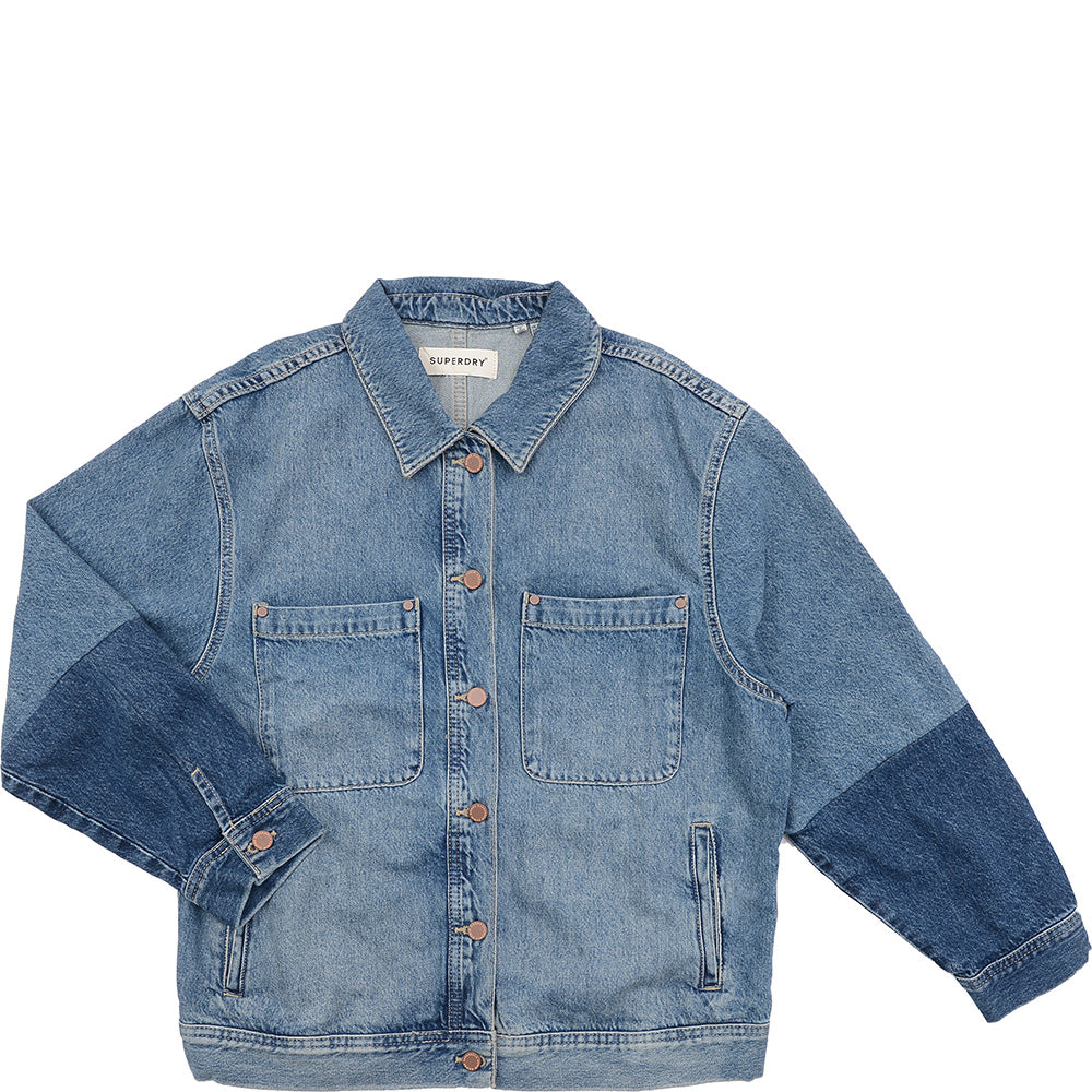 Womens Superdry Denim Worker Jacket In Blue