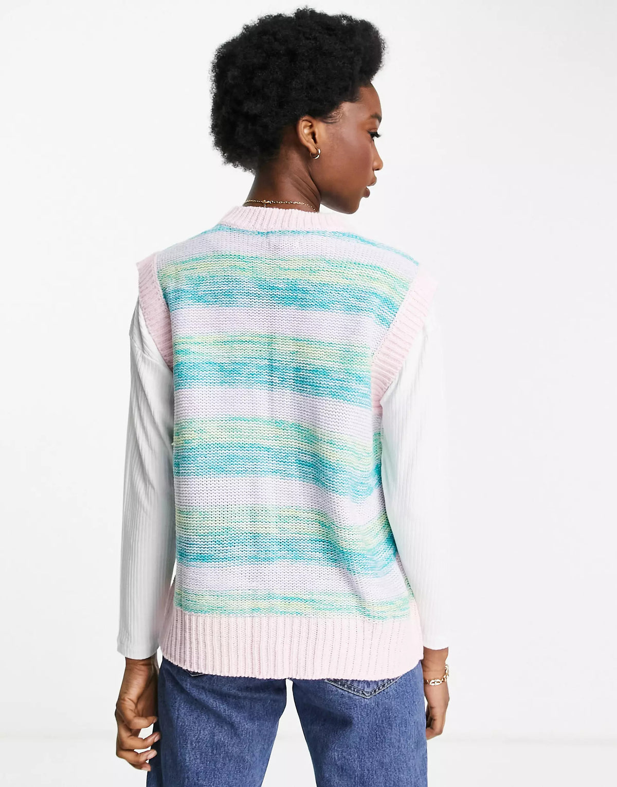 Womens Wednesday's Girl Oversized Sweater Vest in Vintage Stripe Knit