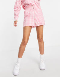 Influence Beach Shorts In Pink Gingham