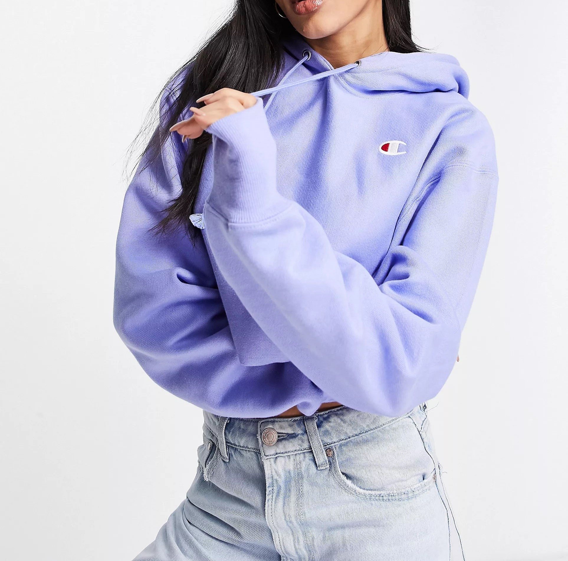 Champion cropped store hoodie sale