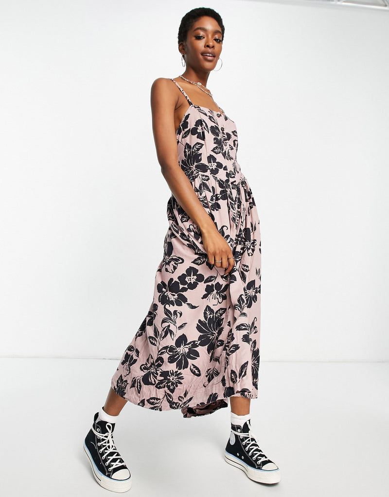 Womens Free People The Perfect Sundress Printed Midi Dress In Pink