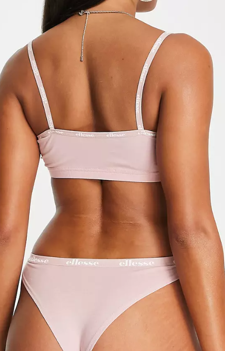 Ellesse Womens Bralette And Thong Set In Pink