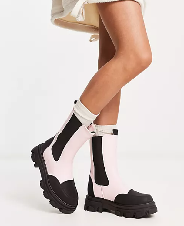 Truffle Collection Womens Chunky Chelsea Boots In Pink