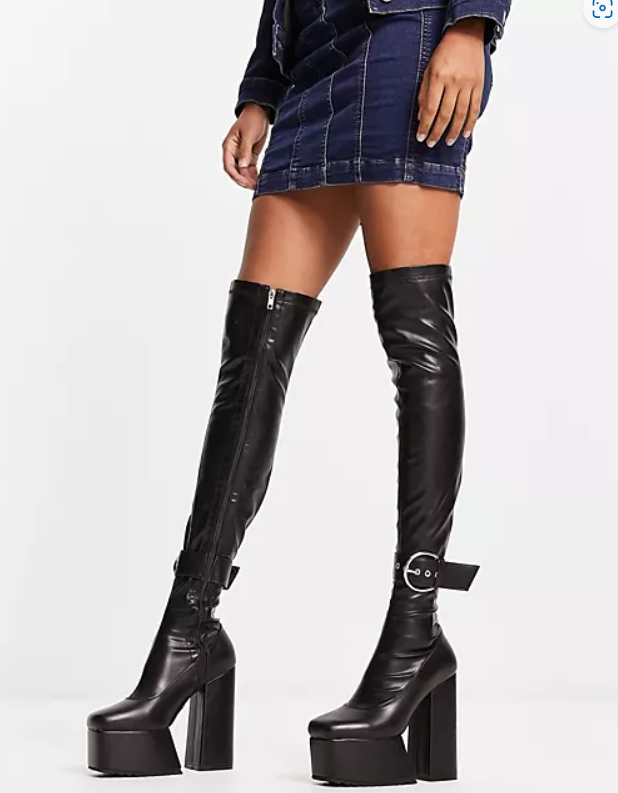 Lamoda Womens Over The Knee Extreme Platform Boots With Buckle In Black
