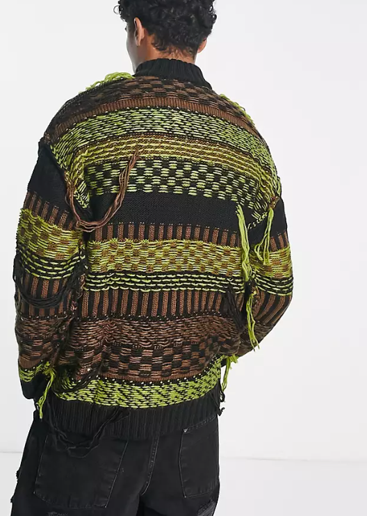 The Ragged Priest Mens Heavy Half Zip Knitted Jumper In Brown