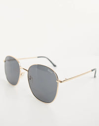 Quay Womens Jezabell Round Sunglasses In Gold/Smoke