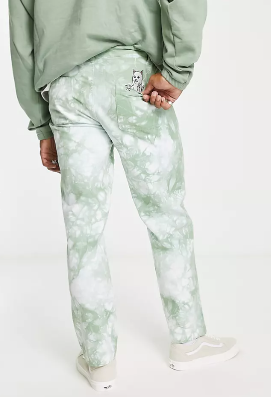 RipNDip Mens Og Prisma Casual Trousers In Green And White Tie Dye