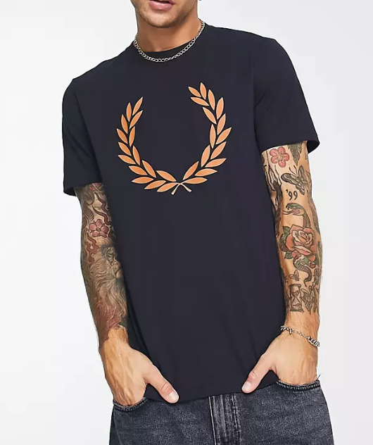 Fred Perry Mens Laurel Wreath Graphic T-Shirt In Navy