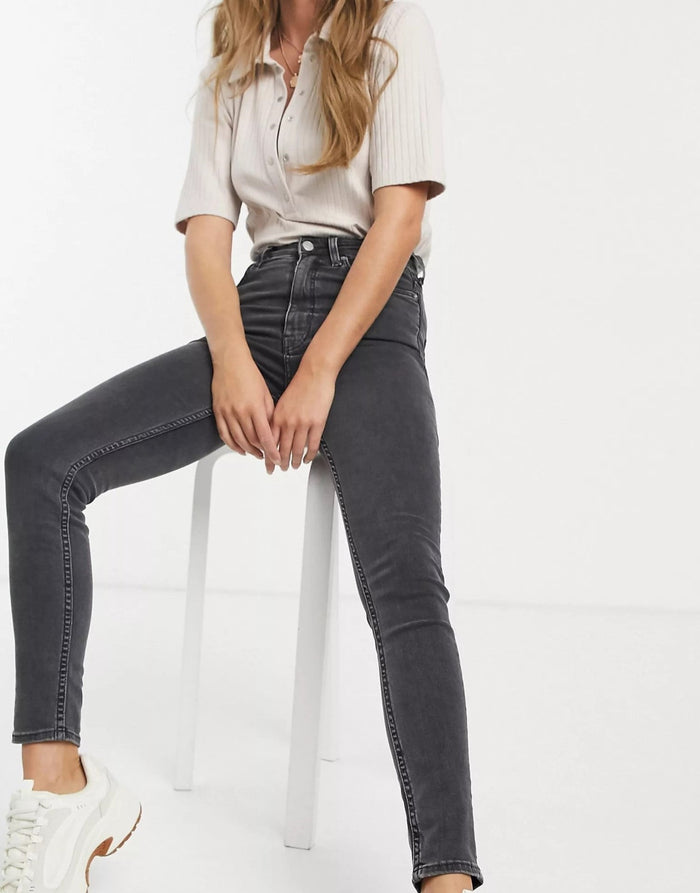 Weekday Womens Body High Waist Super Skinny Jeans With Cotton In Black