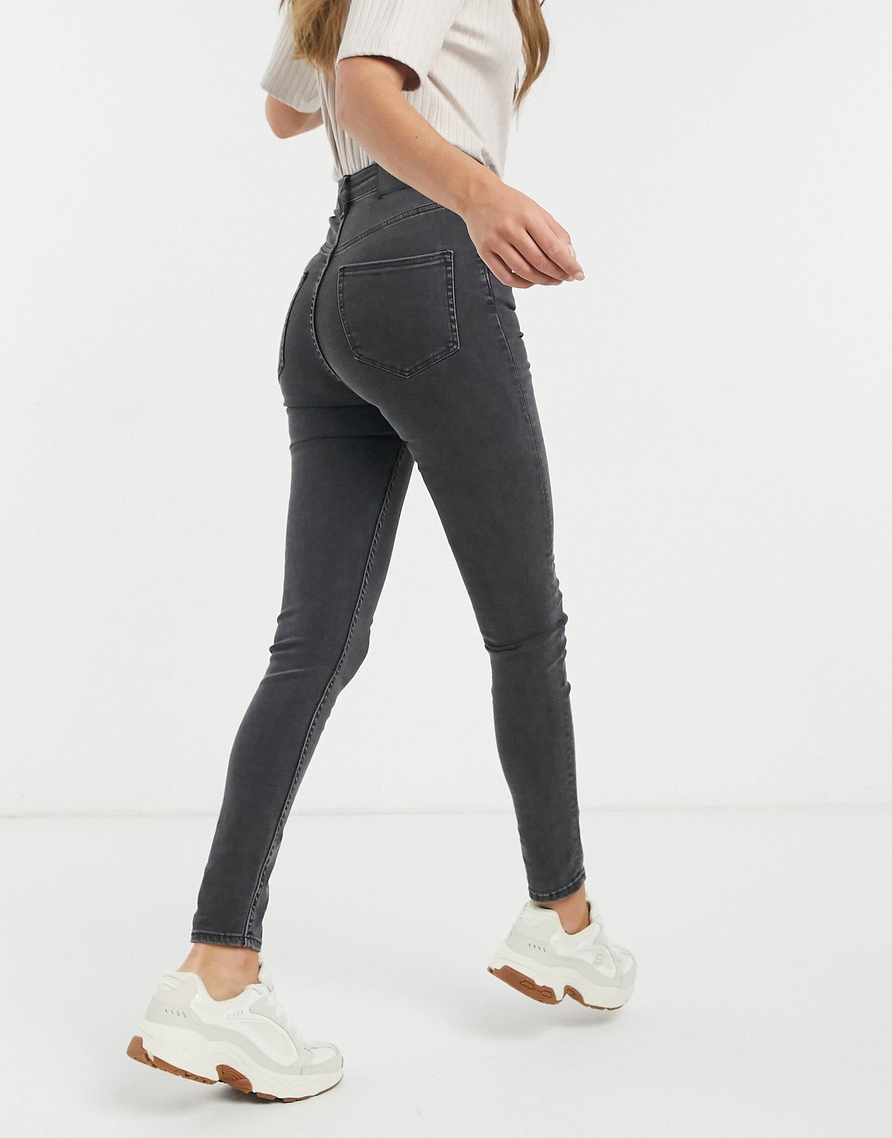 Weekday Womens Body High Waist Super Skinny Jeans With Cotton In Black