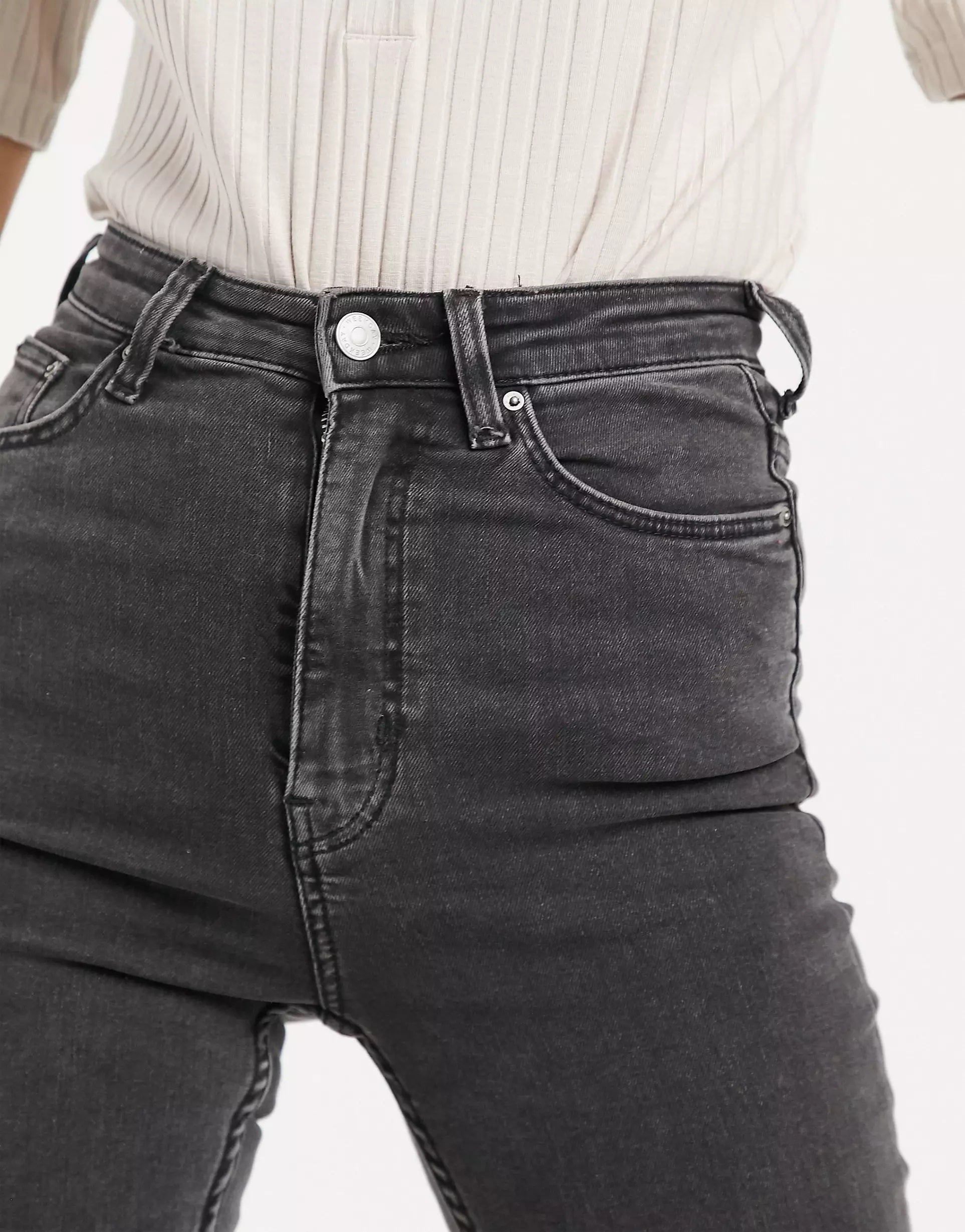 Weekday Womens Body High Waist Super Skinny Jeans With Cotton In Black