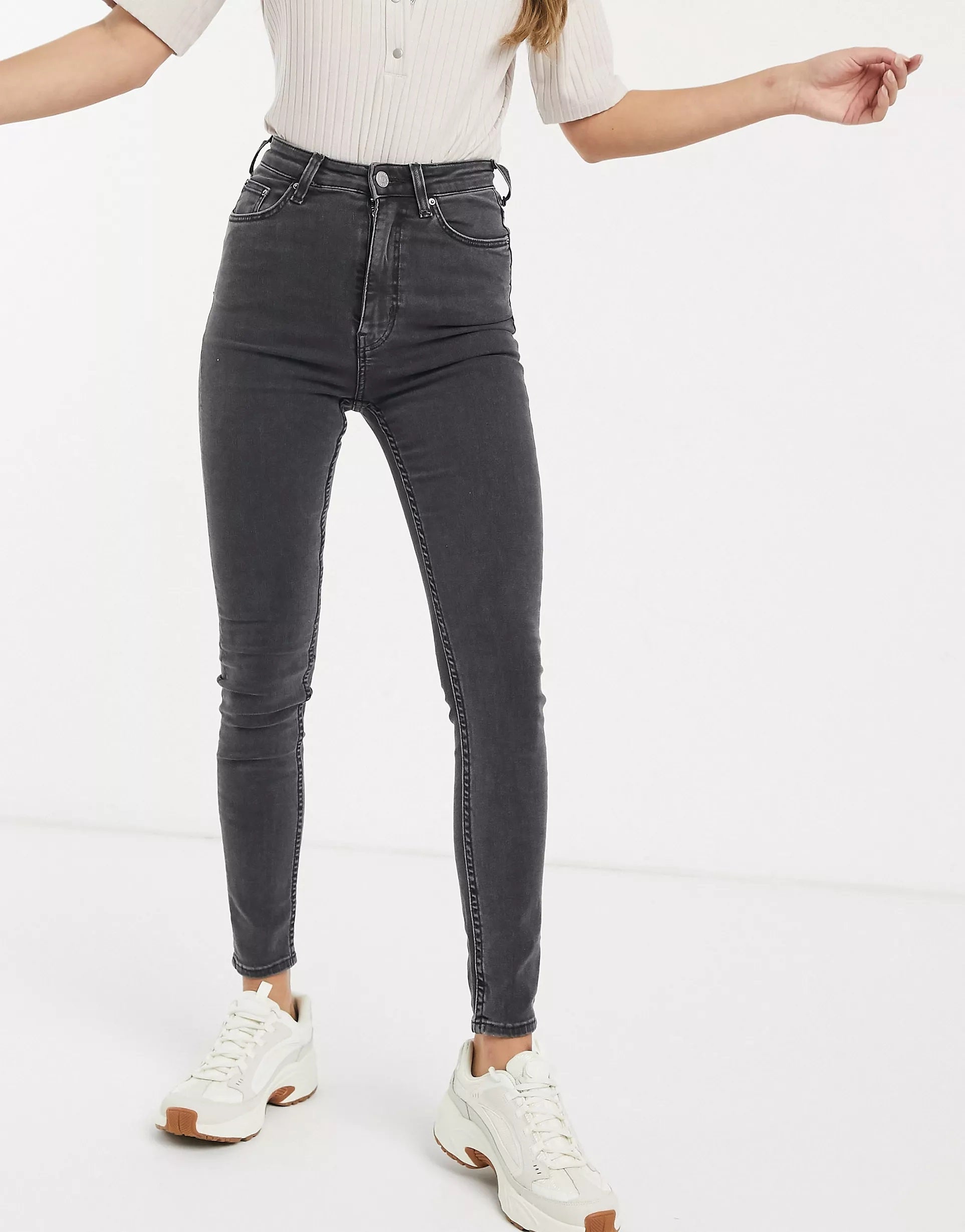 Weekday Womens Body High Waist Super Skinny Jeans With Cotton In Black