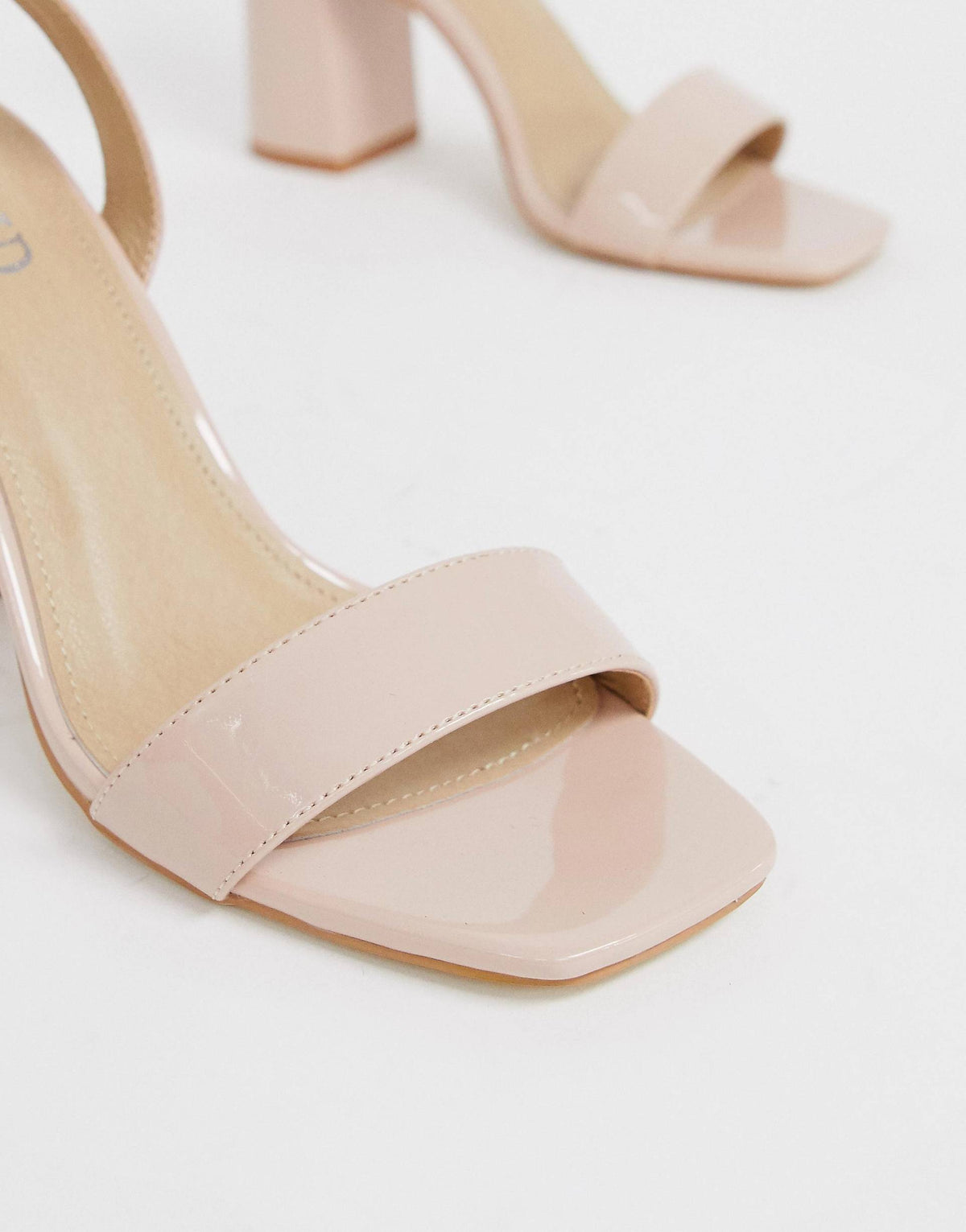 Raid Womens Wink Blush Patent Square Toe Block Heeled Sandals