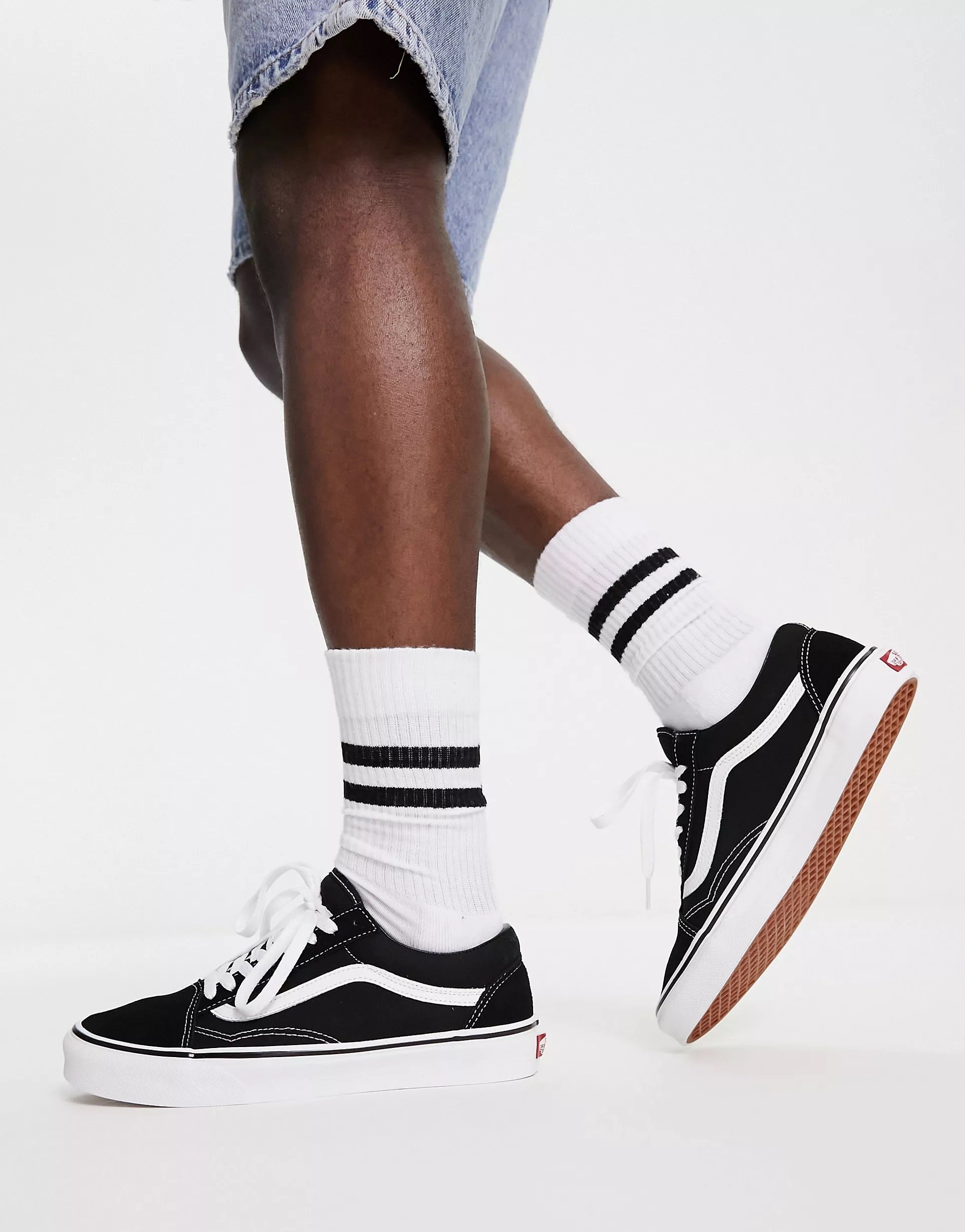 Vans black sale and white socks