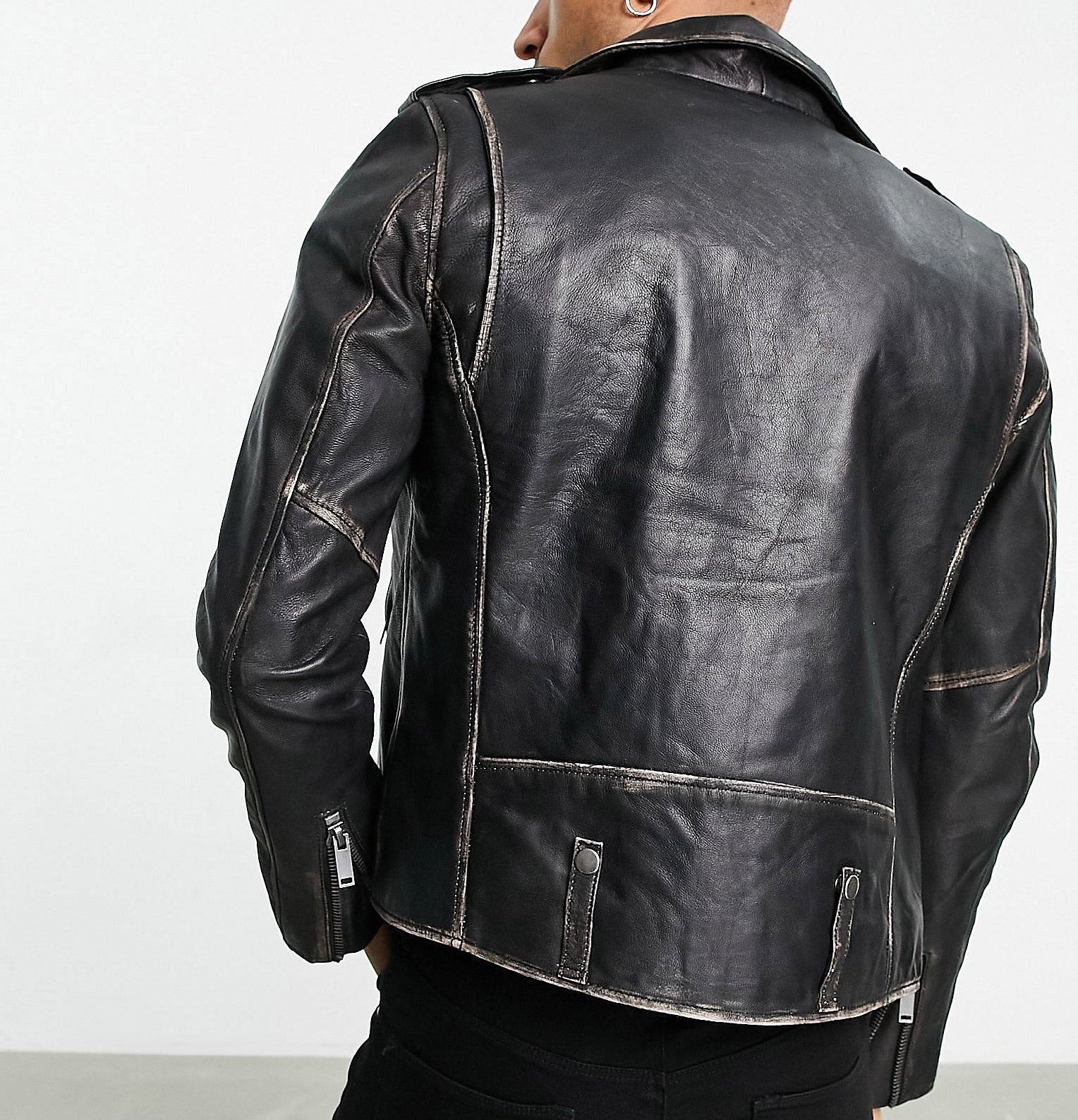 Bolongaro Trevor Mens Biker Leather Jacket In Black