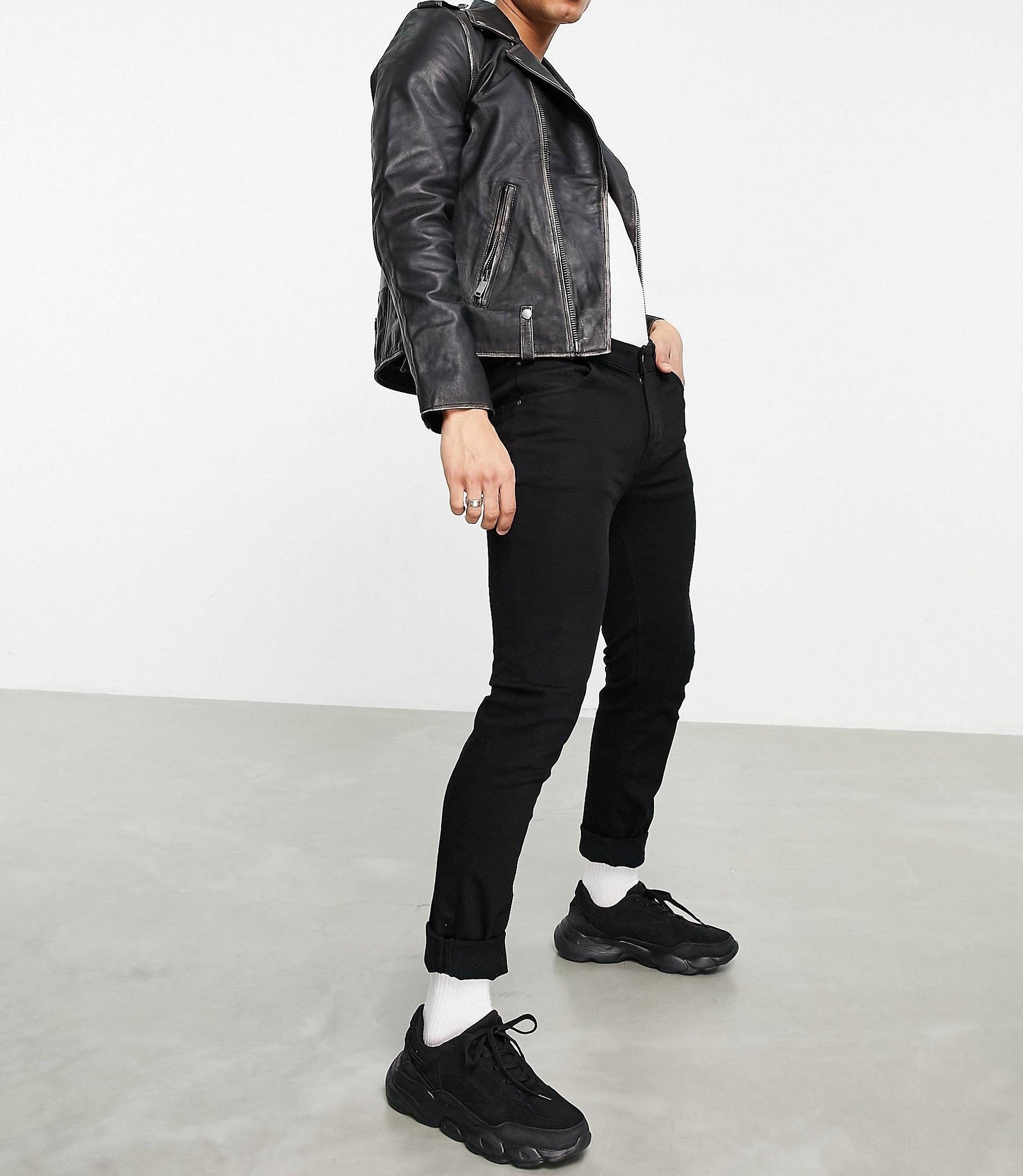 Bolongaro Trevor Mens Biker Leather Jacket In Black