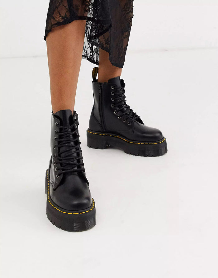 Dr Martens Womens Jadon Fluff Lined Chunky Flatform Boots In Black